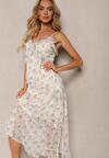 Rochie Bej-Verde cu Bretele cu Decolteu Triunghiular și Volane Decorative Rieviana