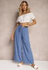 Pantaloni albaștri Palazzo High Waist din bumbac cu elastic în talie Nellsea