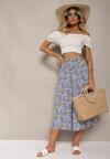 Pantaloni Largi Bleumarin Culotte Talie Inalta cu Elastic Vikiisona