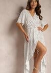 Rochie Albă Stil Cămașă cu Finisaj Asimetric și Curea Decorativă cu Cataramă Eslefia