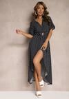 Rochie petrecută bleumarin asimetrică cu curea decorativă cu cataramă Eslefia