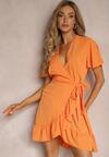 Rochie portocalie tip plic cu volan decorativ Tinanis