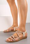 Sandale bej cu barete decorative Debara