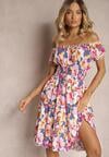 Rochie din Bumbac Talia Marcata cu Elastic si Nasturi Nelianne