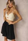 Czarne Szorty w Stylu Bermudów High Waist z Wiskozą i Bawełną oraz Gumką w Pasie Nellsa