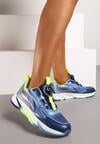 Granatowo-Zielone Buty Sportowe Sneakersy na Płaskiej Podeszwie z Regulowanym Pokrętłem Vimaritta