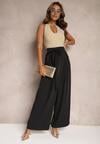 Pantaloni negri eleganți stil costum talie înaltă decorați cu curea în talie Wenelsea