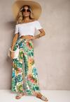 Pantaloni verzi din viscoză cu croială largă talie înaltă tie-dye cu elastic în talie Nalflea