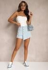 Jasnoniebieskie Denimowe Szorty Imitujące Spódnicę z Bawełny High Waist Nellmina