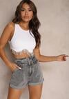 Szare Szorty Denimowe High Waist z Bawełny Pemorea