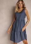 Rochie Albastră din Bumbac cu Croi Clos Fără Mâneci Ajonne