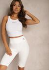 Białe Szorty w Stylu Kolarek High Waist Wykończone Gumką w Pasie Elenea