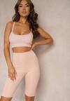 Różowe Szorty w Stylu Kolarek High Waist Wykończone Gumką w Pasie Elenea
