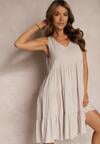 Rochie de Bumbac Bej cu Croi în Cloș fără Mâneci Gladea