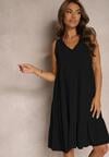 Rochie neagră de bumbac cu croi evază fără mâneci Gladea