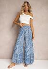 Pantaloni albaștri din viscoză cu croială largă talie înaltă cu elastic în talie Risallet