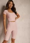 Różowe Szorty Typu Kolarki High Waist z Prążkowanego Materiału Vimara
