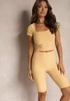 Jasnożółte Szorty Typu Kolarki High Waist z Prążkowanego Materiału Vimara