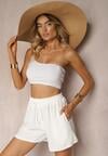 Białe Szorty o Luźnym Kroju High Waist z Gumką w Talii Vimallora