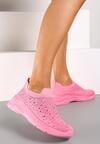 Różowe Buty Sportowe z Elastyczną Cholewką i Cyrkoniami Aribea
