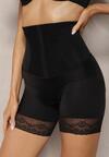 Czarna Bielizna modelująca Szorty High Waist Zakończone Koronką Dliana