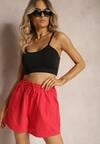 Czerwone Dresowe Szorty High Waist z Gumką w Talii Narefia