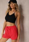 Czerwone Szorty Dresowe z Dodatkiem Bawełny High Waist Florazen