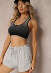 Jasnoszare Szorty Dresowe z Dodatkiem Bawełny High Waist Florazen