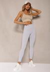 Jasnoniebieskie Sportowe Legginsy High Waist Quarefia