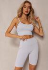 Jasnoniebieskie Szorty Typu Kolarki High Waist z Szeroką Gumką w Talii Nanseline