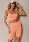 Pomarańczowe Szorty Typu Kolarki High Waist z Szeroką Gumką w Talii Nanseline