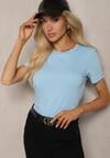 Niebieski T-shirt z Krótkim Rękawem i Okrągłym Dekoltem Tiarella