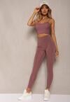 Brązowe Sportowe Legginsy High Waist Quarefia