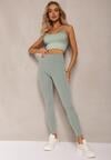 Ciemnozielone Sportowe Legginsy High Waist Quarefia
