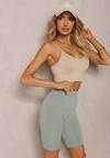 Jasnozielone Szorty Typu Kolarki High Waist z Szeroką Gumką w Talii Nanseline