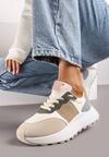 Beżowe Sneakersy przed Kostkę na Platformie Benace