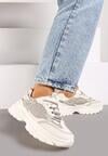 Szare Sneakersy na Platformie z Przeszyciami Pod Kostkę Benasia