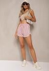 Różowe Dresowe Szorty z Bawełny High Waist z Gumką w Pasie Nevelixa