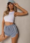 Niebieskie Dresowe Szorty z Bawełny High Waist z Gumką w Pasie Nevelixa