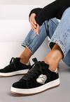 Czarne Sneakersy z Naszywką w Kształcie Serc Usitala