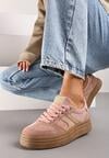 Różowe Sneakersy na Platformie Ozdobione Geometrycznym Motywem Nevmira