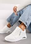 Białe Sneakersy na Platformie z Przezroczystą Wstawką i Suwakiem z Napisami Valentinae