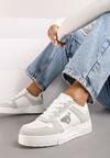 Białe Sneakersy na Platformie z Cyrkoniową Aplikacją Rexania