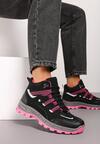 Czarno-Czerwone Traperki Buty w Stylu Trekkingowym z Elastyczną Podeszwą Zailoria