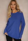 Niebieska Bluzka Longsleeve z Prążkowanego Materiału Gigitha