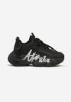 Czarne Buty Sportowe Sneakersy na Platformie z Napisem Alorithia