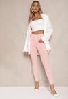 Różowe Skinny Jeansy z Bawełną High Waist Lorie