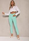 Miętowe Skinny Jeansy z Bawełną High Waist Lorie