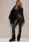 Czarne Legginsy z Imitacji Skóry High Waist Noriel