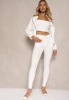 Białe Skinny Jeansy z Bawełną High Waist Lorie